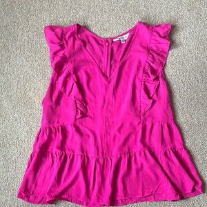 Women's Pink Ruffle Sleeveless Top